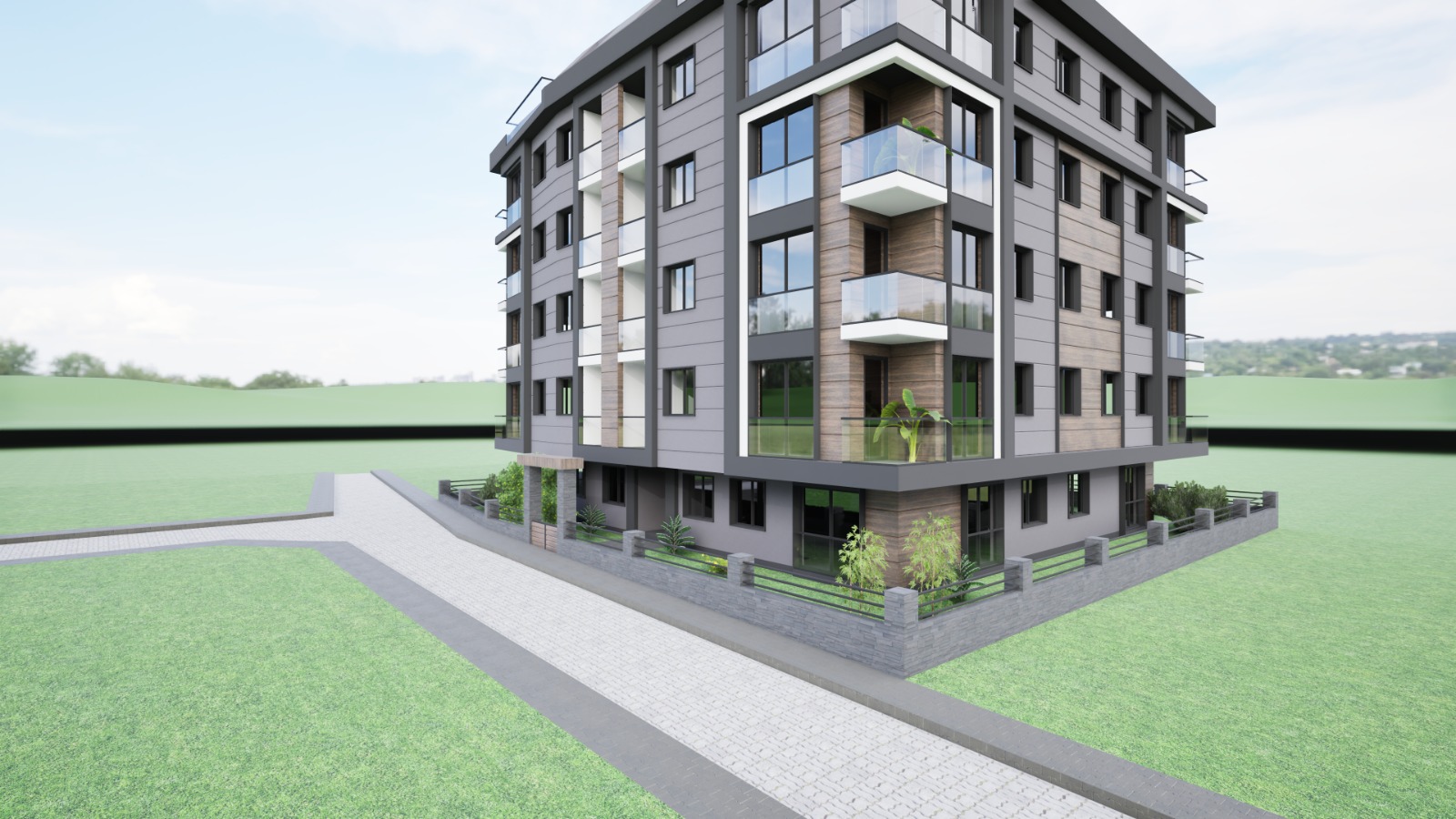 Evimiz Şahane modern konut projesi dış cephe renderı